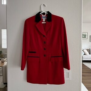 Pendleton Vintage Red Blazer with Black Velvet Trim